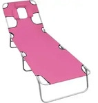 vidaXL Klappbare Sonnenliege mit Kopfkissen Stahl Magento Rosa