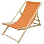 ECD Germany Liegestuhl klappbar Orange, Holz, verstellbare R&uuml;ckenlehne mit 3