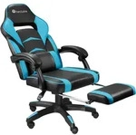 tectake Racing B&uuml;rostuhl Comodo mit Fu&szlig;st&uuml;tze Schwarz/Azur