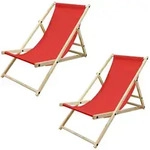 ECD Germany 2er Set Liegestuhl klappbar Rot, Holz, verstellbare R&uuml;ckenlehne mit 3