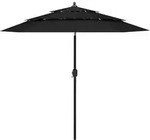 vidaXL Sonnenschirm mit Aluminium-Mast 3-lagig Schwarz 2,5 m