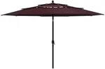vidaXL Sonnenschirm mit Aluminium-Mast 3-lagig Bordeauxrot 3,5 m