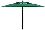 vidaXL Sonnenschirm mit Aluminium-Mast 3-lagig Gr&uuml;n 3,5 m