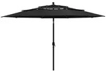 vidaXL Sonnenschirm mit Aluminium-Mast 3-lagig Schwarz 3,5 m