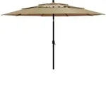 vidaXL Sonnenschirm mit Aluminium-Mast 3-lagig Taupe 3,5 m