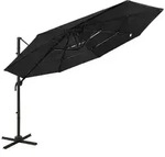 vidaXL Sonnenschirm mit Aluminium-Mast 4-lagig Schwarz 3x3 m