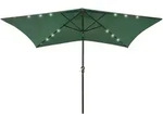 vidaXL Sonnenschirm mit LEDs und Stahl-Mast Gr&uuml;n 2x3 m