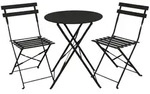 SVITA BERLIN Bistro-Set Metall Sitzgruppe Balkon klappbar Tisch St&uuml;hle Schwarz