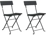 vidaXL Bistrost&uuml;hle 2 Stk. Klappbar Schwarz Poly Rattan und Stahl