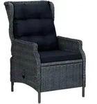 vidaXL Verstellbarer Gartensessel mit Auflagen Poly Rattan Dunkelgrau