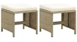 vidaXL Gartenhocker 2 Stk. mit Sitzkissen Poly Rattan Beige