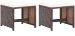 vidaXL Gartenhocker 2 Stk. mit Sitzkissen Poly Rattan Braun