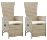 vidaXL Garten-Liegest&uuml;hle 2 Stk. mit Auflagen Poly Rattan Beige
