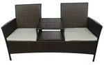 vidaXL 2-Sitzer-Gartensofa mit Teetisch Poly Rattan Braun