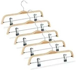 Relaxdays Hosenb&uuml;gel Holz 5er Set, verstellbare & gummierte Clips, 360&deg; drehbarer