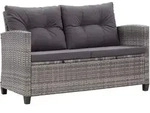vidaXL 2-Sitzer-Gartensofa mit Kissen Grau 124 cm Poly Rattan