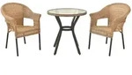 Merxx Ravenna Set 3tlg., 2 Stapelsessel, 1 Tisch &Oslash;70 cm, Aluminium, Graphit/Natur
