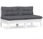 vidaXL 2-Sitzer-Gartensofa mit Anthrazit Kissen Massivholz Kiefer