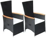 vidaXL Garten-Liegest&uuml;hle 2 Stk. mit Auflagen Poly Rattan Schwarz