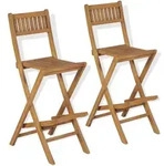 vidaXL Klappbare Garten-Barhocker 2 Stk. Massivholz Teak