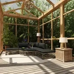 vidaXL Garten-Lounge-Set mit Auflagen 6-tlg. Poly Rattan Grau