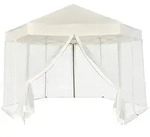 vidaXL Hexagonal Pop-Up Zelt mit 6 Seitenw&auml;nden Cremewei&szlig; 3,6x3,1 m