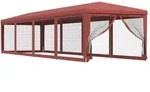 vidaXL Partyzelt mit 10 Mesh-Seitenw&auml;nden Rot 3x12 m HDPE