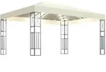 vidaXL Pavillon mit LED-Lichterkette 3x4 m Creme Stoff