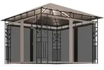 vidaXL Pavillon mit Moskitonetz & LED-Lichterkette 3x3x2,73 m Taupe
