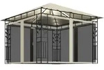 vidaXL Pavillon mit Moskitonetz & LED-Lichterkette 3x3x2,73m Cremewei&szlig;