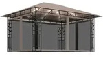 vidaXL Pavillon mit Moskitonetz & LED-Lichterkette 4x3x2,73 m Taupe