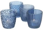 Teelichthalter Marilu Glas lackiert blau H.7,5 cm &Oslash;.7,5cm 4-teilig