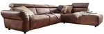 KAWOLA Sofa RISO Ecksofa mit motorischer Sitztiefenverstellung Leder braun Recamiere
