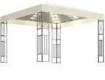 vidaXL Pavillon mit LED-Lichterkette 3x3 m Creme Stoff