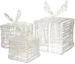 ECD Germany 3er Set LED Geschenkboxen Gold, 90 warmwei&szlig;e LEDs, IP44 wasserdicht,