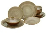 CreaTable Reactive Nostalgic Cognac Tafelservice 12-tlg Steinzeug