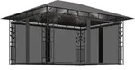 vidaXL Pavillon mit Moskitonetz & LED-Lichterkette 4x3x2,73m Anthrazit