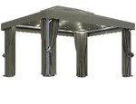 vidaXL Pavillon mit Vorh&auml;ngen & LED-Lichterkette 4x3 m Taupe