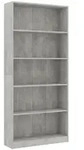 vidaXL B&uuml;cherregal 5 F&auml;cher Betongrau 80x24x175 cm Holzwerkstoff