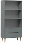 vidaXL B&uuml;cherregal MOLDE Grau 85x35x170,5 cm Massivholz Kiefer