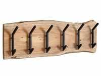 WOHNLING Wandgarderobe Holz Metall 100 cm Garderobe Flur Hakenleiste Massivholz