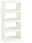 vidaXL B&uuml;cherregal/Raumteiler Wei&szlig; 60x30x135,5 cm Massivholz Kiefer