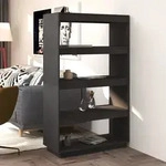 vidaXL B&uuml;cherregal/Raumteiler Grau 80x35x135 cm Massivholz Kiefer