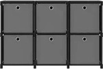 vidaXL W&uuml;rfelregal mit 6 Boxen Schwarz 103x30x72,5 cm Stoff