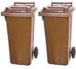 Mega Deal 2x PROREGAL 2-Rad-M&uuml;lltonne, 120 Liter, HDPE Kunststoff, Braun,