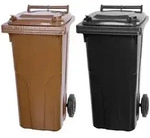 Mega Deal 2x PROREGAL 2-Rad-M&uuml;lltonne, 120 Liter, HDPE Kunststoff, Braun &...