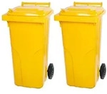Mega Deal 2x PROREGAL 2-Rad-M&uuml;lltonne, 120 Liter, HDPE Kunststoff, Gelb,...