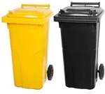 Mega Deal 2x PROREGAL 2-Rad-M&uuml;lltonne, 120 Liter, HDPE Kunststoff, Gelb & Grau,