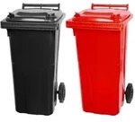 Mega Deal 2x PROREGAL 2-Rad-M&uuml;lltonne, 120 Liter, HDPE Kunststoff, Grau & Rot,