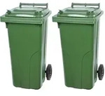 Mega Deal 2x PROREGAL 2-Rad-M&uuml;lltonne, 120 Liter, HDPE Kunststoff, Gr&uuml;n,